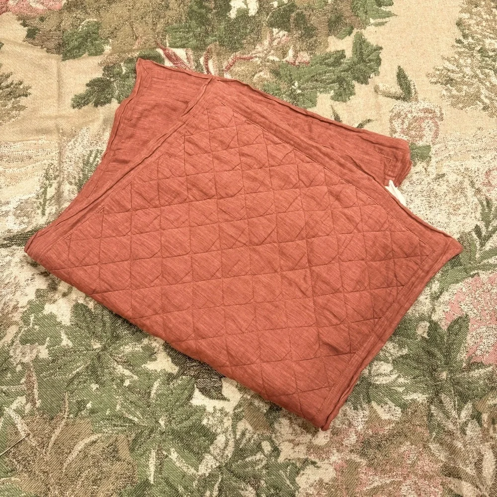 Pottery Barn Kind Size Belgian Flax Linen Diamond Quilted Sham 36” x20”